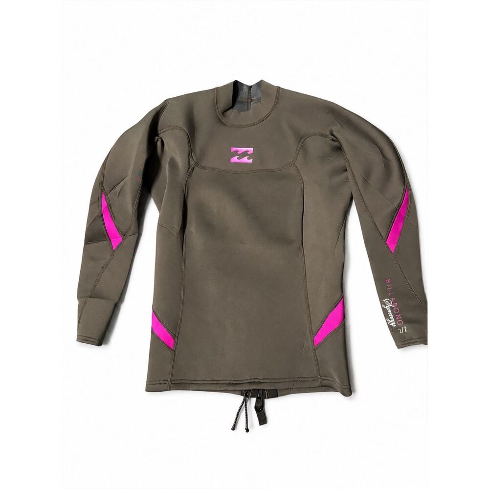 Billabong Synergy 2/2mm Neoprene Wetsuit Jacket Womens Medium Black Pink Surf